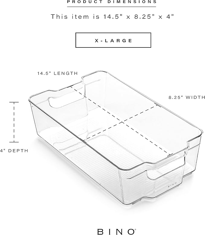 BINO | Stackable Plastic Storage Bins, X-Large - 12 Pack | Multi-Use Organizer Bins | BPA-Free | Pantry & Home Organization