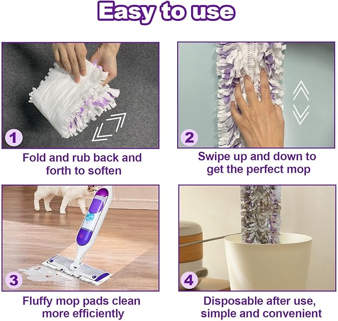 30 Count Disposable Mop Pad Refills, Compatible with Swiffer PowerMop Multi-Surface Mop, Absorbent Cleaning Pads for Hardwood, Tile & Laminate Floors
