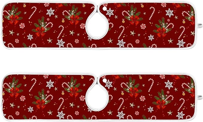 2 Pack Sink Splash Guard Winter Christmas Holiday Kitchen Faucet Absorbent Sink Mat for Faucet Kitchen Guard Drip Catcher Drying Mat for Farmhouse Barthroom Bar,M