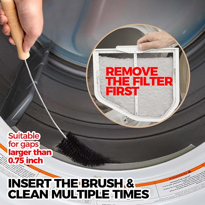 Holikme Dryer Vent Cleaner Kit Clothes Dryer Lint Brush Vent Trap Cleaner Home Essentials Long Flexible Vacuum Brush,Crevice Gap Cleaning Tool Brush