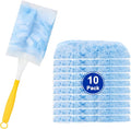 Duster Refill for Cleaning with 1 Handles, Heavy Duty Disposable Duster Kit Unscented Replacement Head Dust Removal Brush for Electronics, Furniture, Blinds, Ceiling Fans, Walls (10pack)