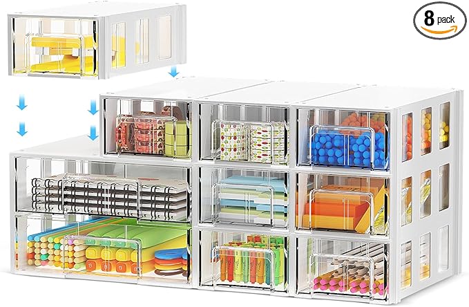 Makeup Organizer, Desk Organizer & Jewelry Organizer with 10 Drawers - Modular Desktop Storage drawers for craft, Office, Medicine - Desk Organizers and Accessories with Interchangeable Units