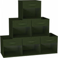DIMJ Cube Bins, 12.2-Inch Storage Bins Cubes with Window, 6 Packs Collapsible Storage Bins with Handles, Closet Storage Baskets for Organizing Living Room, Office, 6 Pack,Green