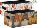 Closet Storage Bins 2 Pcs Felt Open Home Storage Containers Organizer with Handles Collapsible Shelf Basket for Home Office Craft Room Classroom Fabric Squirrels Fall Leaf Happy Gnomes Pumpkin