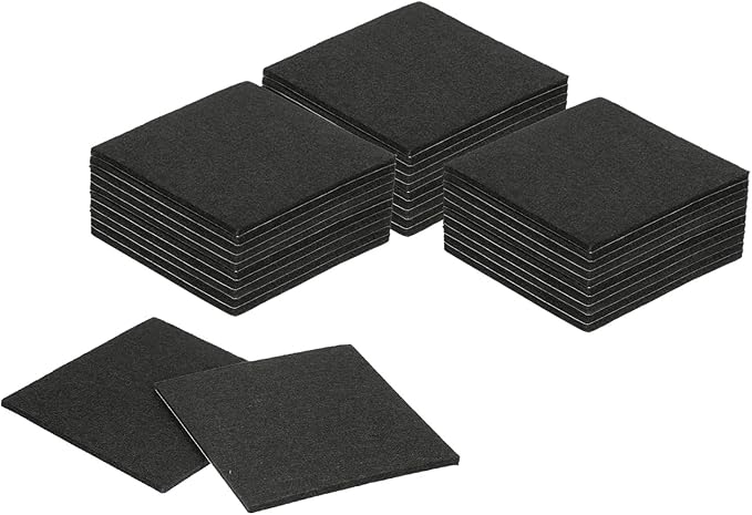 uxcell Felt Furniture Pads, 32Pcs 4.72" x 4.72" Adhesive Backed Felt Non-Slip Anti-Scratch Chair Leg Protectors for Protecting Hardwood Floor, Black