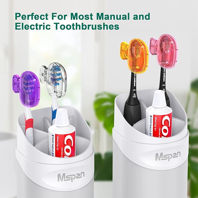 Mspan Electric Toothbrush Head Cover: Sonic Toothbrush Cap Travel Protector Plastic Brush Pod Protection Clip Case Value Pack