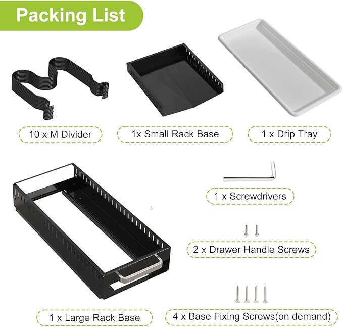 Pots and Pans Organizer Under Cabinet with Drain Board, Pull-out Expandable Pot Lid Organizer inside Cabinet Holder with 10 Adjustable Compartment, Rack for Cutting Board, Black (Pack of 2)