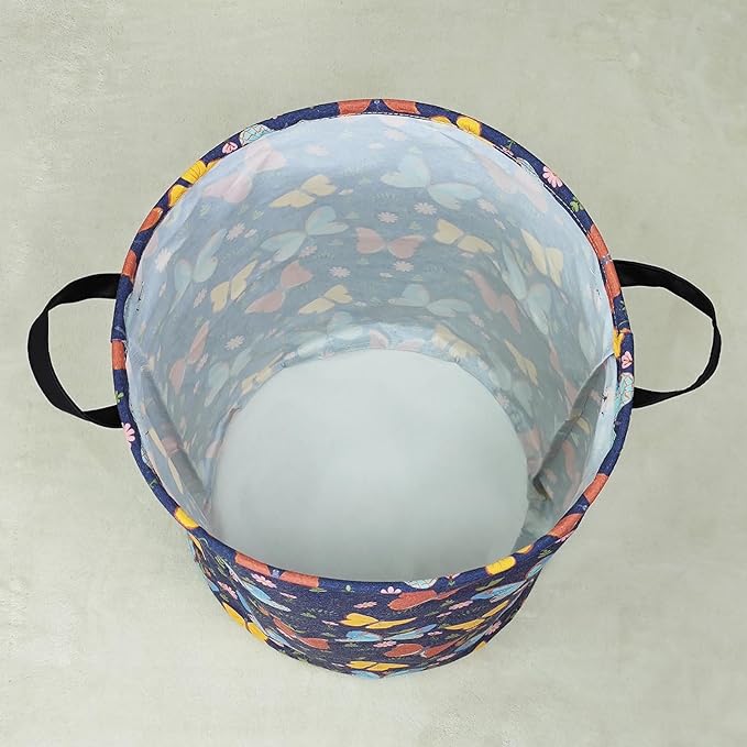 FANKANG Storage Basket, Nursery Hamper Canvas Laundry Basket Foldable with Waterproof PE Coating Large Storage Baskets for Kids Boys and Girls, Office, Bedroom, Clothes,Toys(Colorful Butterfly)