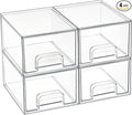 Vtopmart 4 Pack Small Clear Stackable Storage Drawers,Acrylic Bathroom Makeup Organizer,Plastic Storage Bins For Vanity, Undersink, Kitchen Cabinets, Pantry, Home Organization