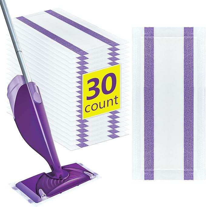 30 Count Disposable Wetjet Pad Refills for Swiffer Wetjet,Spray Wet Pads Refill, Heavy Duty Mop Pad Refills,All Purpose Multi Surface Floor Cleaning
