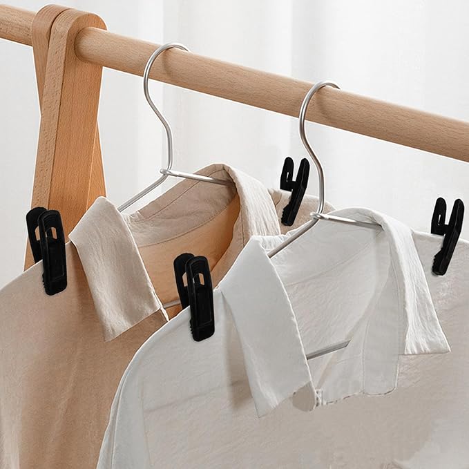 Hanger Clips for Velvet Hangers, 40 Pack Velvet Clips Strong Finger Clips Perfect for Pants, Black