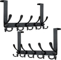 Dseap Over Door Hook 2.0 - Upgraded Version - Simple-Assembly, Strong, Heavy-Duty Stainless Steel 5-Tri-Hook Over The Door Hanger Rack, SimpleStrong Series, Black, Pack of 2