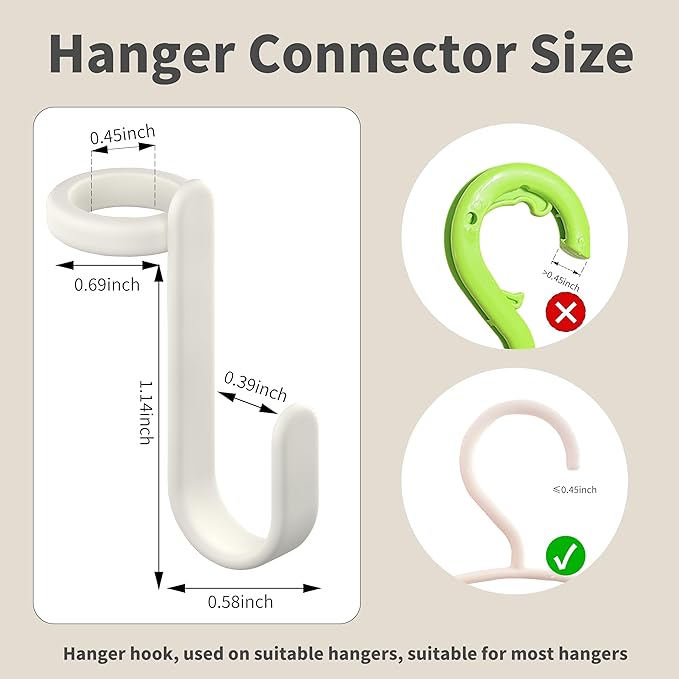 50PCS Hanger Connector Hooks,Space Saving Hangers for Clothes.Hanger Hooks Space Saver. Closet Hangers Connector Hook. College Dorm Essentials,Closet Organizers and Storage