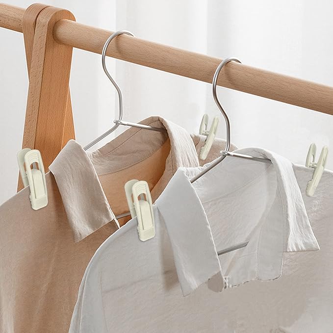 Velvet Hangers Clips - 60 Pack Pants Hanger Velvet Clips, Strong Hanger Clips - Perfect for Thin Felt Hangers (Ivory)