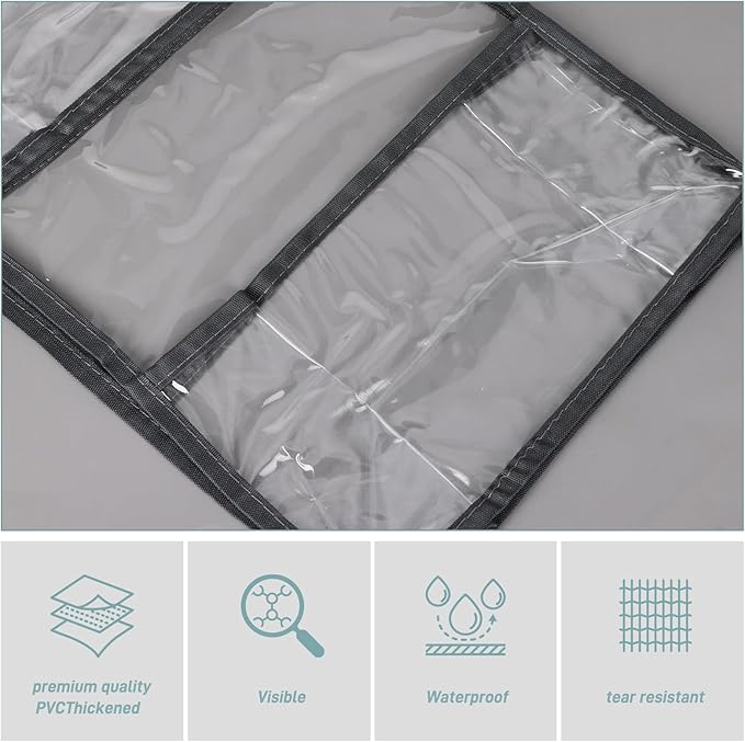 Fixwal 6-Shelf Over The Door Hanging Pantry Organizer Hanging Storage with Clear Plastic Pockets Behind The Door Storage Organizer with 3 Small PVC Pockets for Closet Bedroom Bathroom (Grey)