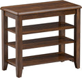 Taitiy Shoe Bench Storage Rubberwood, Entryway Bench with 3-Tiers Height Adjustable, Shoe Rack Front Door Entrance Organizer for Hallway Living Room, Mudrooms, Walnut,23.6"