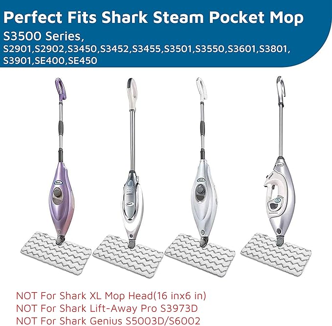 F Flammi 4-Pack Replacement Pads Compatible with Shark Steam Pocket Mop S3501 S3601 S3901 S3550 S3801 SE450, Double-Sided Microfiber Refills for Hardwood Tile Floor, Professional Scrubbing Strips