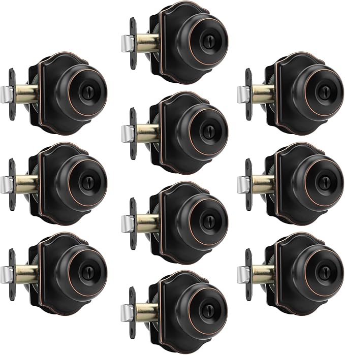 Haidms Oil Rubbed Bronze Closet Door Knobs Interior, Passage Interior Door knobs, Bronze Indoor Closet Doorknobs for Closet or Hall (10 Pack)