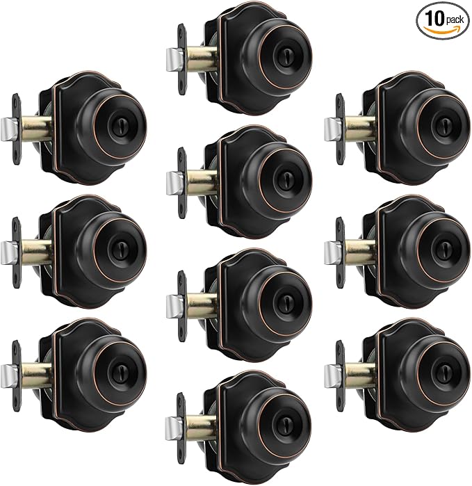 Haidms Oil Rubbed Bronze Door Knobs Interior, Privacy Interior Door knobs, Bronze Indoor Doorknobs for Bedroom or Bathroom (10 Pack)