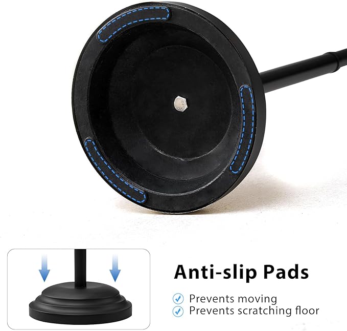 RUMOSE Toilet Paper Holder Stand for Floor,Matte Black Adjustable (12.4" to 22.8") Bathroom Toilet Tissue Holder, Free Standing Toilet Paper Roll Holder with Storage, Stainless Steel