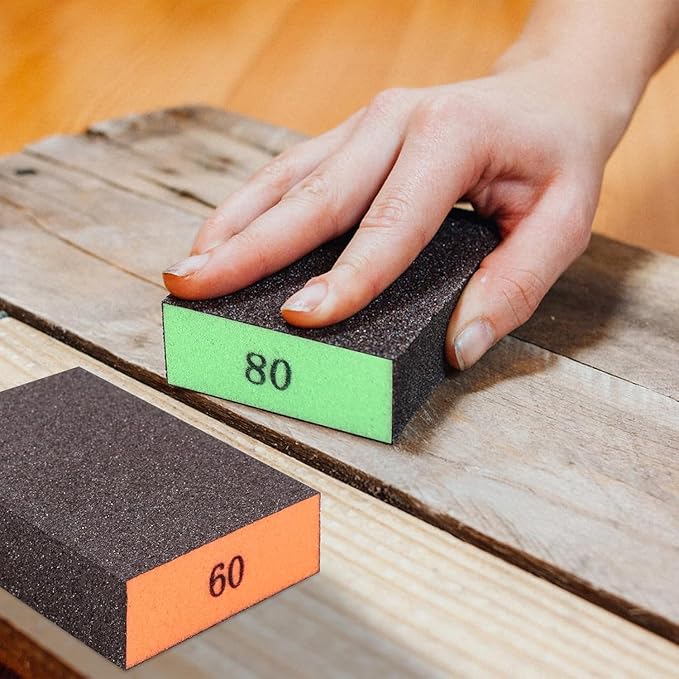 Romeda 12-Pack Sandpaper Block, Four Grits Per Pack 220/180/120/100/80/60, Washable and Reusable Handmade Sanding Sponge, Drywall Sandpaper Blocks for Wooden Drywall Sheetrock and Metal Glazing