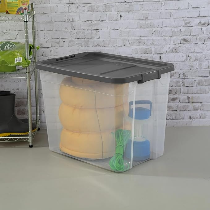 2-Pack 108Qt Storage Bins with Lids - Durable Clear Plastic Containers with Locking Lids, Great for Bathrooms, Storage Rooms, Offices & Closets, Stackable for Efficient Organization