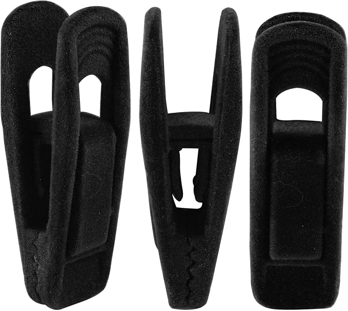 Litoexpe 20 Pcs Black Velvet Hangers Clips, Pants Hangers Velvet Clips, Strong Finger Flocked Clips for Thin Felt Hangers