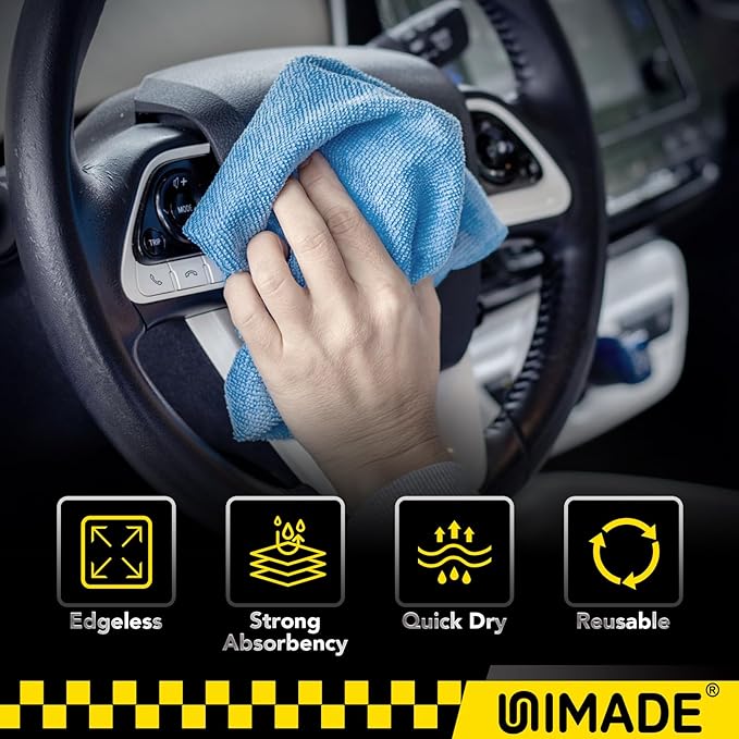 Microfiber Cleaning Cloth, 24 Pack Reusable Microfiber Towels for Cars Lint Free Cleaning Shop Towel Rags for Home Kitchen Automotive Bar Mechanic Restaurant Garage, 11"x 12", Blue
