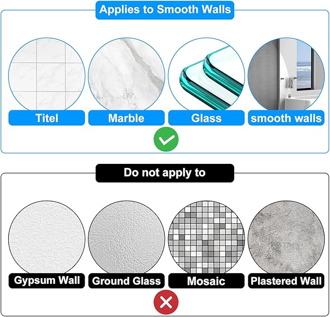 Sliverdew Suction Cups for Shower Caddy, 6 Pcs Shower Caddy Suction Cups with 3 Pieces Rubber Rings Large Suction-Cup for Bathroom, Easy to Attach