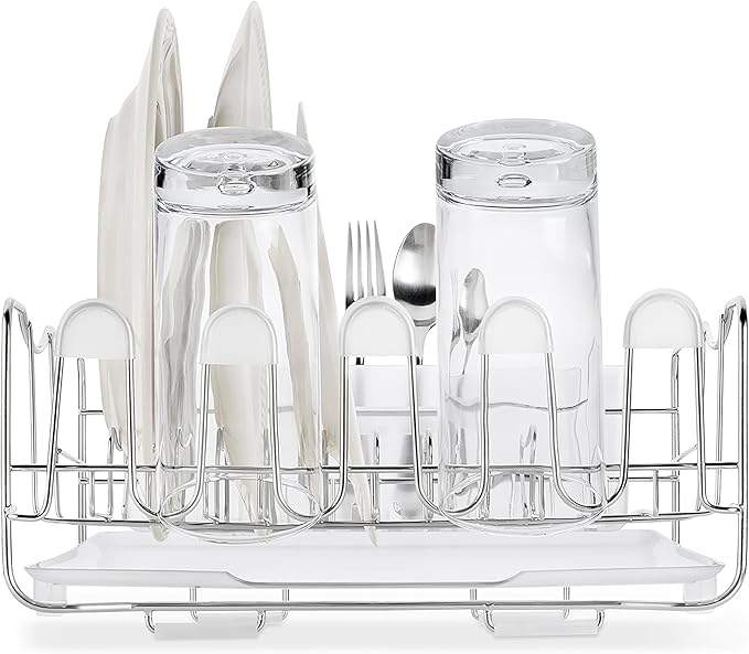 Polder Advantage 3-Piece Stainless Steel Dish Rack, Kitchen Organization and Storage, Dish Drying Rack for Kitchen Counter, 20.3" x 13.8" x 6.3"