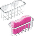 iDesign Stainless Steel Suction Sponge Holder, Kitchen Sink Sponge Caddy Organizer, 2-Pack, Polished