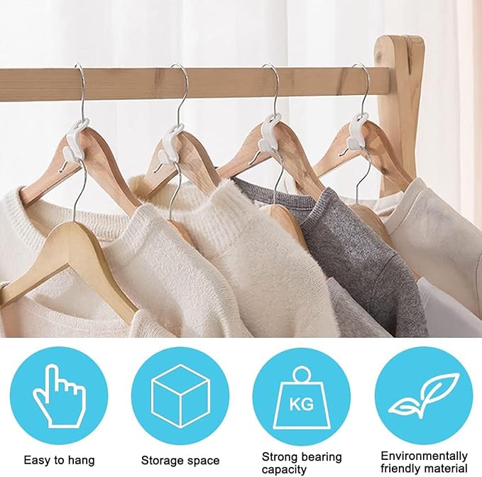 DG HOME & MORE Space Saving 40 PC Plastic Clothes Hangers with Hanger Connector Hooks, White