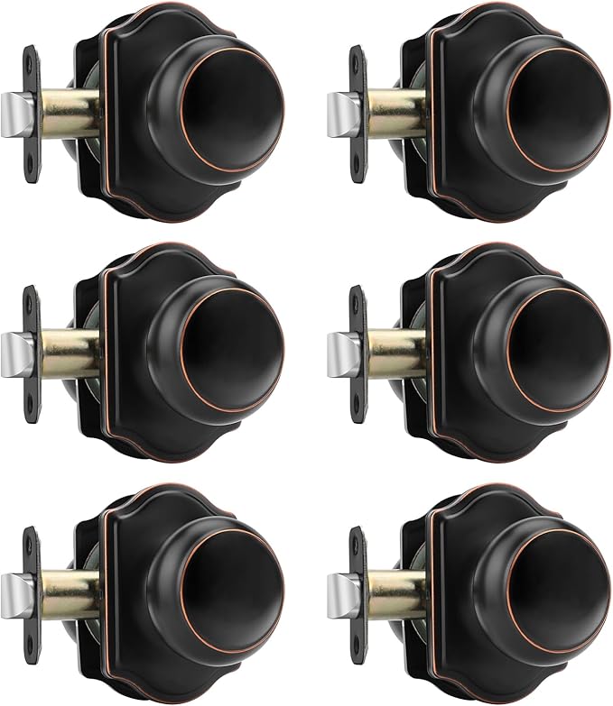 Haidms Oil Rubbed Bronze Closet Door Knobs Interior, Passage Interior Door knobs, Bronze Indoor Closet Doorknobs for Closet or Hall (6 Pack)