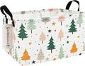 QUEENLALA Rectangular Laundry Hamper/Foldable Nursery Laundry Basket for Organizing/Storage Bin Baskets/Children Toy Office Bedroom/Toy Bin Closet Shelf Baskets（Rec-Pine tree）