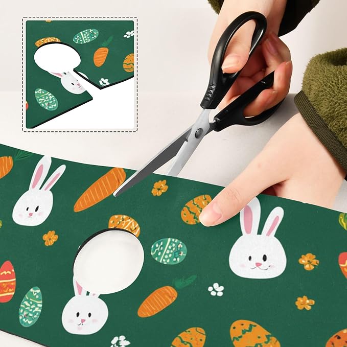 Kitchen Sink Splash Guard 2 PCS 14.7 Inch Sink Faucet Mat Splash Guard for Bathroom Countertop Water Absorbent Foldable Cuttable Soft Washable Deep Green Easter Rabbit Eggs Carrots