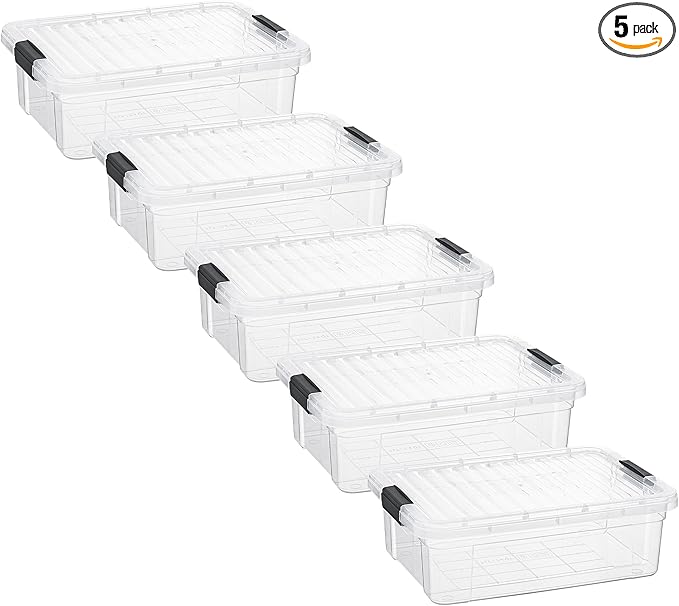 Superio Clear Storage Boxes with Lids, 7.4 Quart BPA Free Plastic Containers, Bins for Organizing, Stackable Crates, Organizer Totes for Home, Office, School, and Dorm