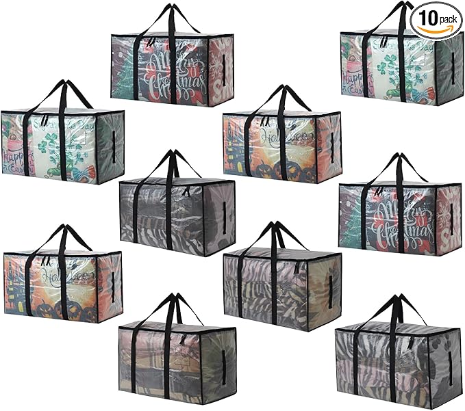 10 Pack Heavy Duty 93L (24.5 Gallon) Stackable Plastic Storage Bins with Lids, Clear Totes – For Home Organization and Storage, Sturdy and Reusable Alternative to Moving Bags