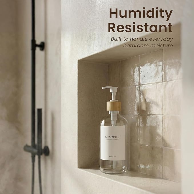 MaisoNovo Glass Hand Soap Dispenser | Dish Soap Dispenser for Kitchen | 16.9oz Clear Bottles with White Bamboo Pump | Bathroom Lotion Dispenser