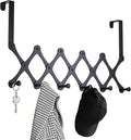 SCUNDA Expands Over The Door Hook Rack, Heavy Duty No Drill Hooks for Bathroom, Bedroom, Kitchen, Closet - Over The Door Hanger for Towels, Robes, Bags, Coats(Black)