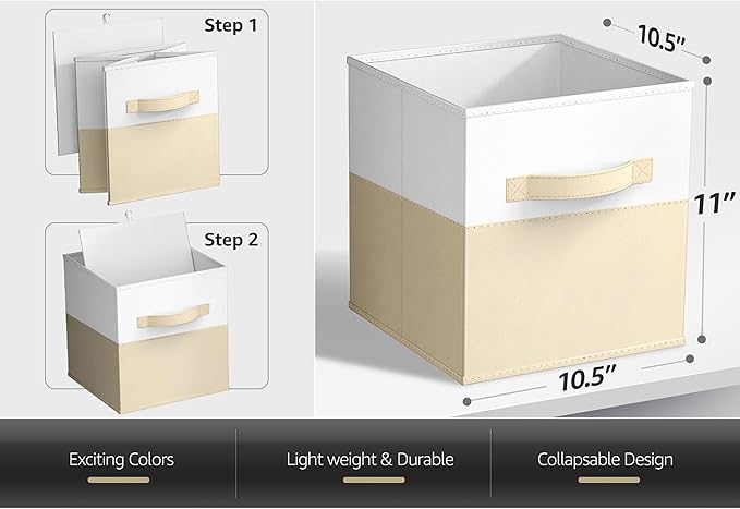 Sorbus Foldable Storage Bins – 6-Pack Fabric Storage Cubes, 11-Inch Cube Organizer Bins for Closet, Shelves, and Cubby Storage – Collapsible Cloth Storage Baskets for Home Organization