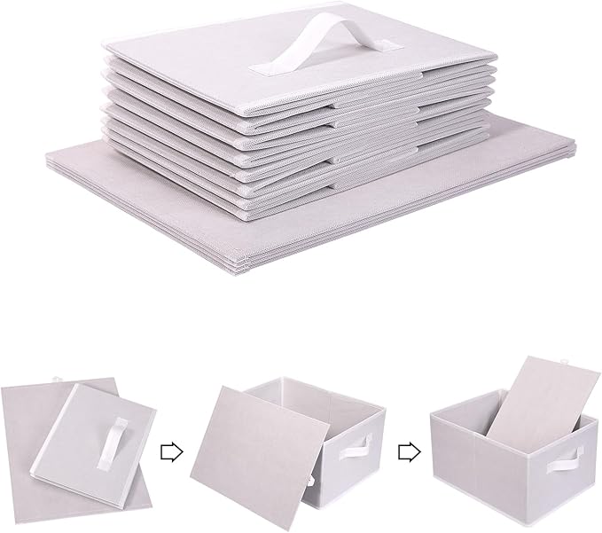 BOMKEE Clothings Collapsible Storage Bins, Foldable Organizers and Storage Baskets Cube Storage Bin for Bedroom Living Room (4 Pack) (White, 15.4x11.4x7.9inch)