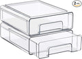 Sorbus Medium Clear Stackable Storage Drawers – 2-Pack Plastic Organizer Bins with Handles – Pull-Out Stackable Drawers for Bathroom Closet, Medicine, Cabinet, Pantry Storage, Baby Bottle Organizer