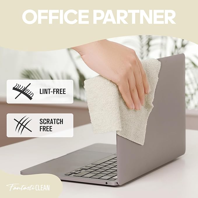 Fantasticlean Microfiber Cleaning Cloth Roll -60 Pack, Tear Away Paperless Towels, 8" x 8", Reusable Washable Rags, for House Kitchen, Pet, Office, Indoor Outdoor, Compact and Portable (Off-White)