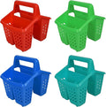 Black Duck Brand Set of 4 Cutlery Caddies With Draining Holes - or Classroom Caddies - With Handles - 6 L x 5.5 W x 6.5 H (4)