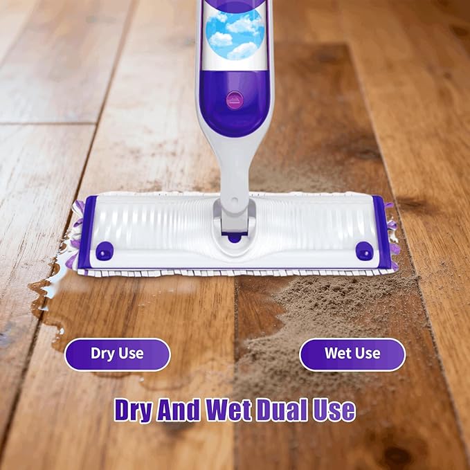 40 Pack Disposable Mopping Pads Refills for Swiffer PowerMop Multi-Surface & Wood Mops, Spray Clean Pads Replacement for Floor Cleaning（Purple Without Handle）