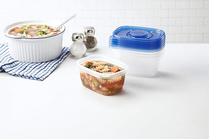 Glad GladWare Medium Rectangle Food Storage Containers with Lids, Airtight Leak-Resistant Plastic Containers for Soup Salad Meal Prep, Microwave Dishwasher Freezer Safe, 24 Oz, 5 Count - 6 Pack