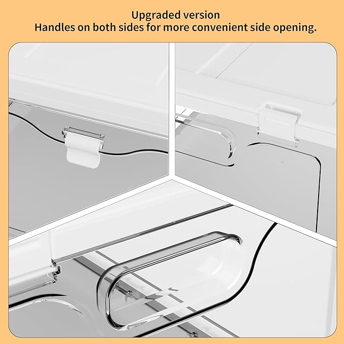3-Pack 24 QT Clear Stackable Storage Bins with Lids & Magnetic Doors - Open Front Plastic Closet Organizers, Multifunctional Folding Storage for Bedrooms, Living Rooms, Study, and Kids' Toys