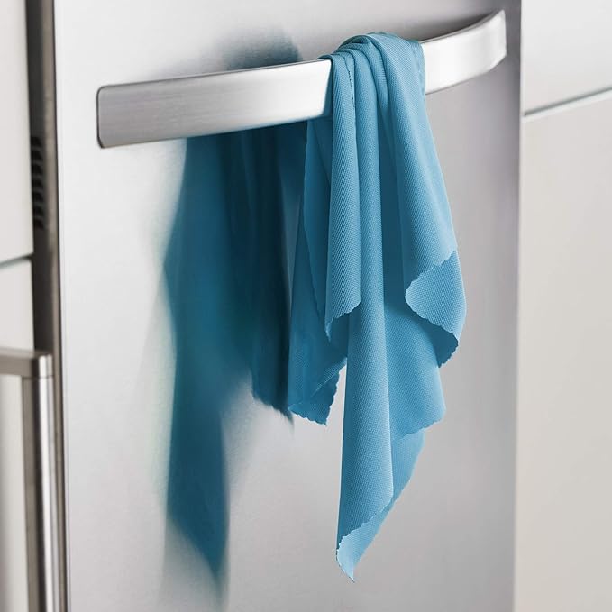 E-Cloth Glass & Polishing Cloth - Microfiber Cleaning Towel Cloth for Windows, Cars, Mirrors, Eyeglasses, & More, Streak Free Clean, Reusable & Machine Washable - Alaskan Blue (4 Pack)