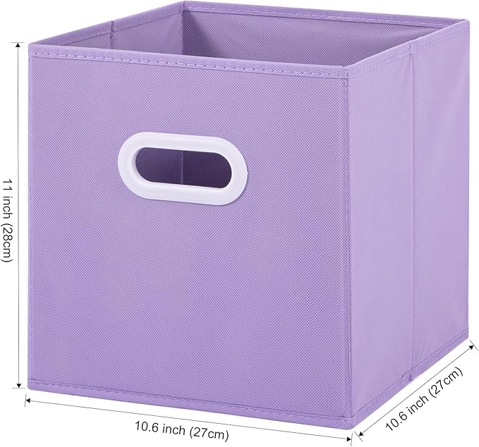 Stero Fabric Storage Bins 6 Pack Fun Colored Durable Storage Cubes with Plastic Handles Foldable Cube Baskets for Home, Kids Room, Closet and Toys Organization Multi Colored