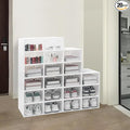 20 Pack Shoe Organizer and Storage Boxes, Foldable Stackable Plastic Shoe Box with Clear Drop-Front Door & Ventilation Hole, Versatile Closet Organizer for Sneakers, Accessories, and Home Organization